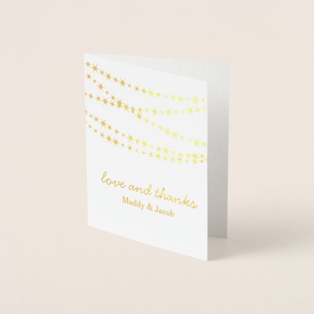 Gold Foil Twinkle Lights on Grau Dankeschön Karte (Vorderseite)