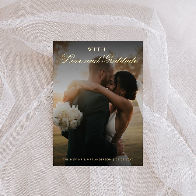Gold Foil Two Foto Wedding Dankeschön Card Folieneinladung (Von Creator hochgeladen)