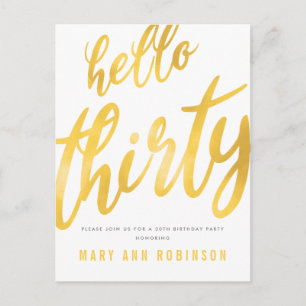 Gold Foil Type 30th Birthday Party Invitation