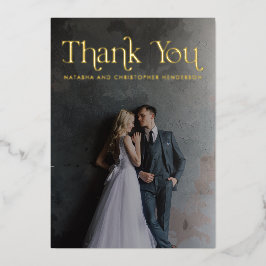 Gold Foil Typografy Foto Hochzeit Dankeschön Karte
