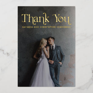 Gold Foil Typografy Foto Hochzeit Dankeschön Karte