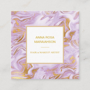 *~* Gold Foil Veins Lavendel Marmor Moderner Stil Quadratische Visitenkarte