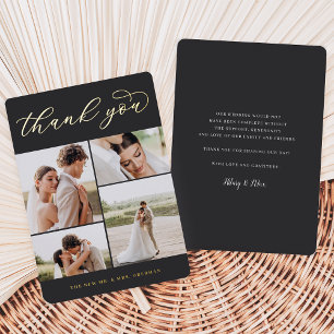 Gold Foil Vier Foto Hochzeit Dankeschön Karte