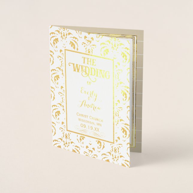 Gold Foil Vintag Damask WEDING PROGRAMM (Vorderseite)