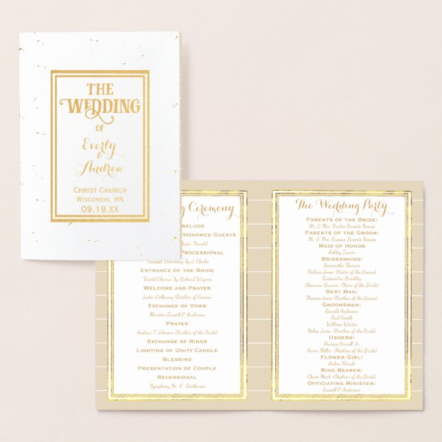 Gold Foil Vintag Hummingbird WEDDING PROGRAMM (Anzeige)
