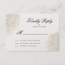 Gold Foil Vintag Lace Elegante RSVP Card