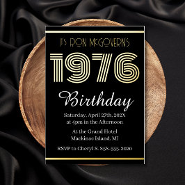 Gold Foil Vintage 1976 Rectangular 50th Birthday  Folieneinladung