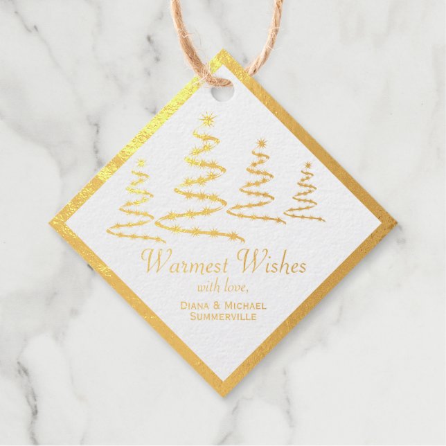 Gold Foil Warmest wünscht Weihnachtsbaumgeschenk-T Geschenkanhänger (Vorderseite)