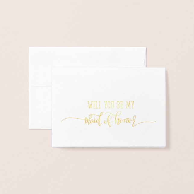 Gold Foil Wedding Card Trauzeugin Card Folienkarte (Vorderseite mit Umschlag)