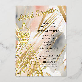 Gold Foil Wedding Dress Brautparty Folieneinladung