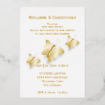 Gold Foil Wedding Einladung Butterflies Design