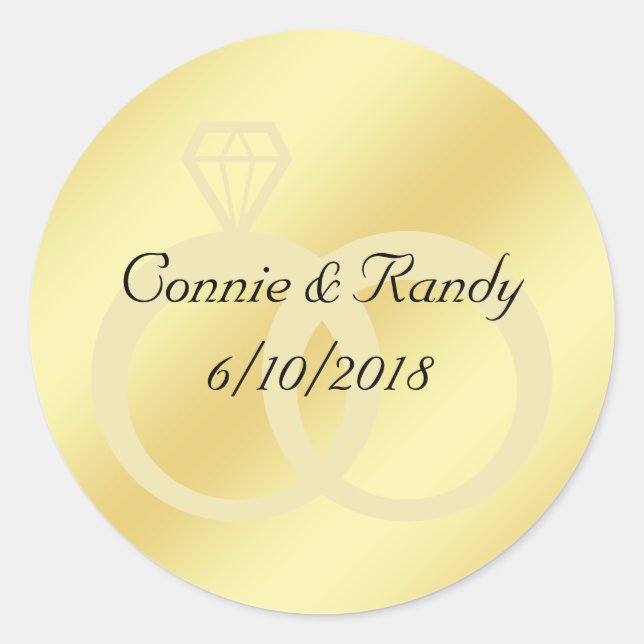 Gold Foil Wedding Monogram Sticker Wedding Rings (Vorderseite)