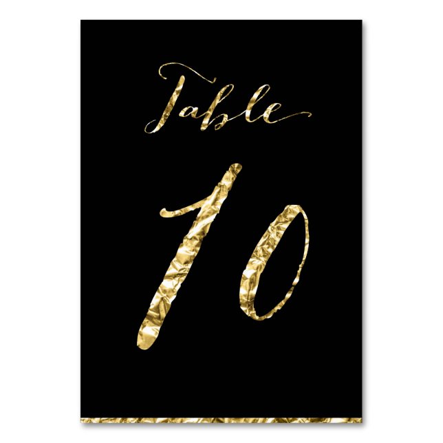 Gold Foil Wedding Tischnummern Black No. 10 (Vorderseite)
