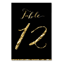 Gold Foil Wedding Tischnummern Black No. 12