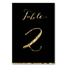 Gold Foil Wedding Tischnummern Black No. 2