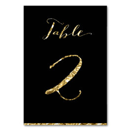 Gold Foil Wedding Tischnummern Black No. 2