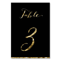 Gold Foil Wedding Tischnummern Black No. 3