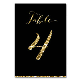 Gold Foil Wedding Tischnummern Black No. 4