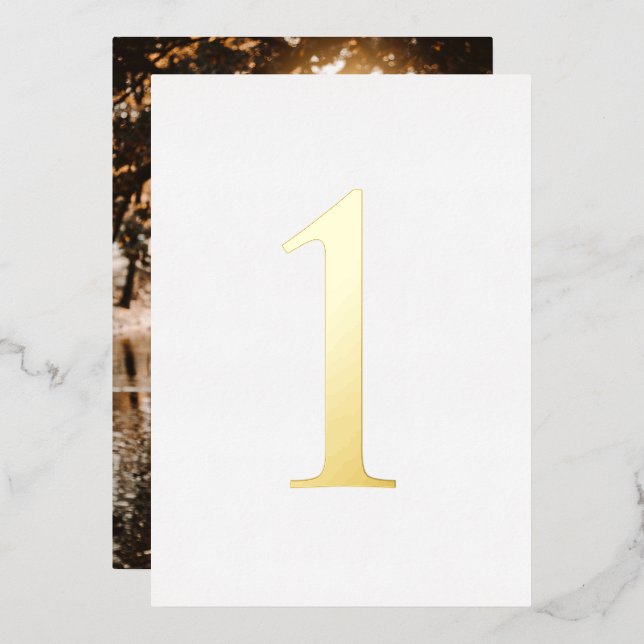 Gold Foil Wedding Tischnummern Foto Backer (Vorderseite/Rückseite)