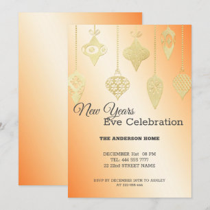 Gold Foil Weihnachtsbälle Einladung