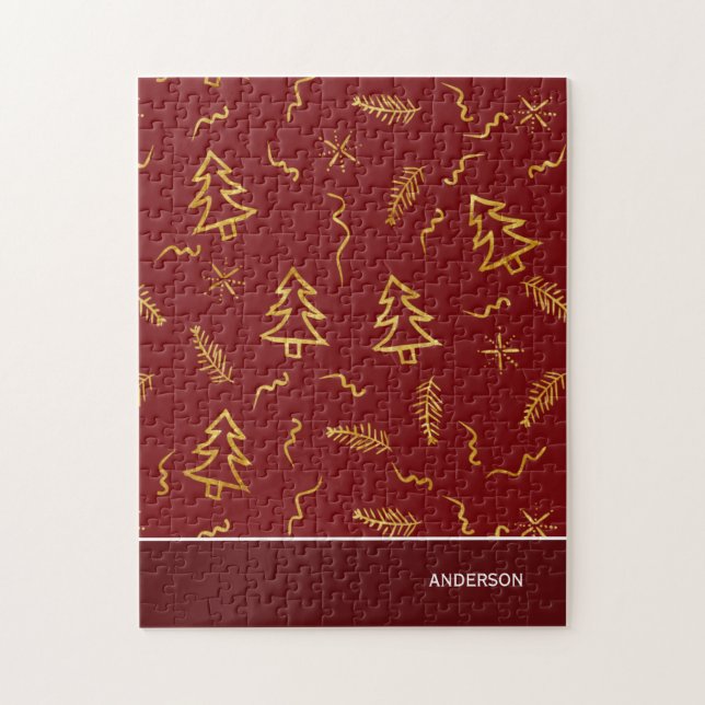 Gold Foil Weihnachtsbaum Muster Red Holiday (Vertikal)