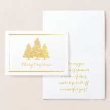 Gold Foil Weihnachtsbaumen Frohe Weihnachtskarte