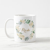 Gold Foil White Blume Wedding Party Bridge Tasse