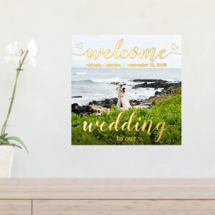 Gold Foil Willkommen bei unserer Hochzeit Ihres Fo Foliendrucke