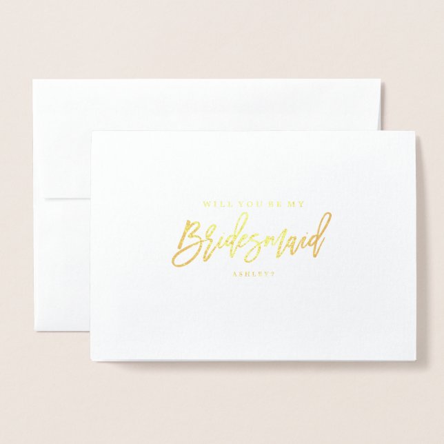 Gold Foil wirst du meine Bridesmaid sein? Karte (Vorderseite mit Umschlag)