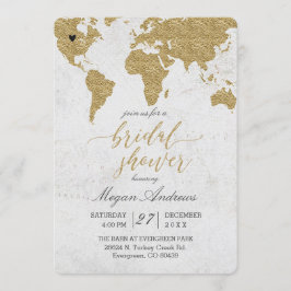 Gold Foil World Map Bridal Dusche Einladung