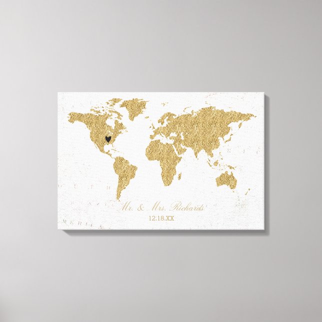 Gold Foil World Map Wedding Alternative Gästebuch (Vorderseite)