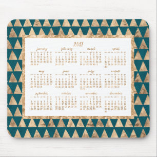 Gold Foil Yearly Calendar 2017 Mouse Pads Benzin Mousepad