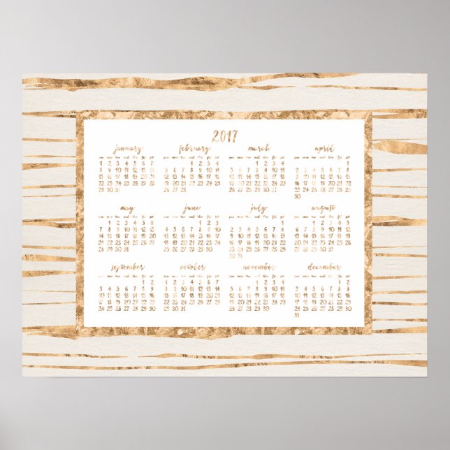 Gold Foil Yearly Calendar 2017 Poster (Vorne)