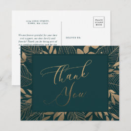 Gold Foliage Border Vielen Dank Postcard Einladungspostkarte