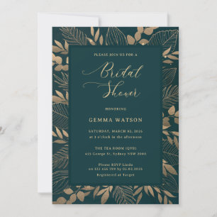 Gold Foliage Leaf Bridal Dusche Einladung