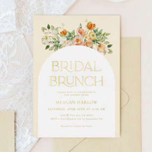 GOLD-FOLIE Boho-Florale Brunch-Einladung Folieneinladung