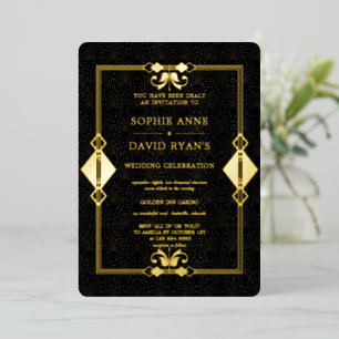 GOLD-FOLIE Casino Royale Las Vegas Poker-Hochzeit  Folieneinladung