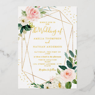 GOLD-FOLIE Rosenhochzeit Folieneinladung