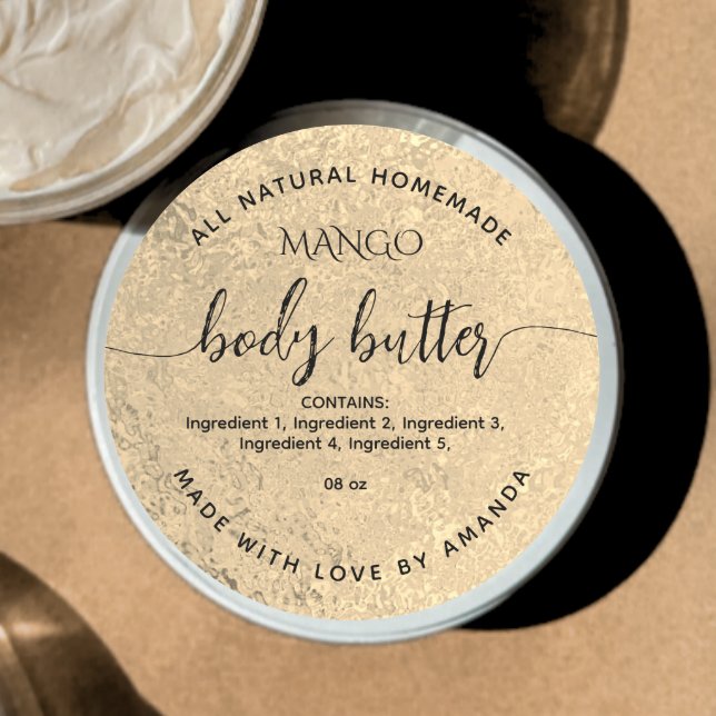 Gold-Folie, selbstgemachte BODY-BUTTER-Marke Runder Aufkleber (Von Creator hochgeladen)