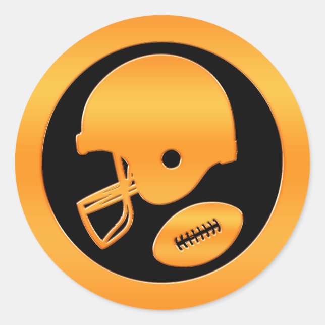 Gold Football Helm und Ball Runder Aufkleber (Vorderseite)