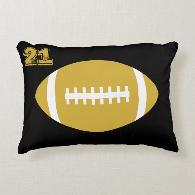 Gold Football Player Custom Jersey Nummer/Buchstab Dekokissen (Vorderseite)
