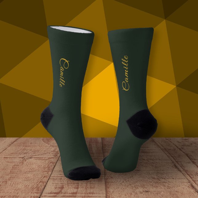Gold & Forest Green Stilsocken Socken (Gold & Forest Green Stylish Socks)