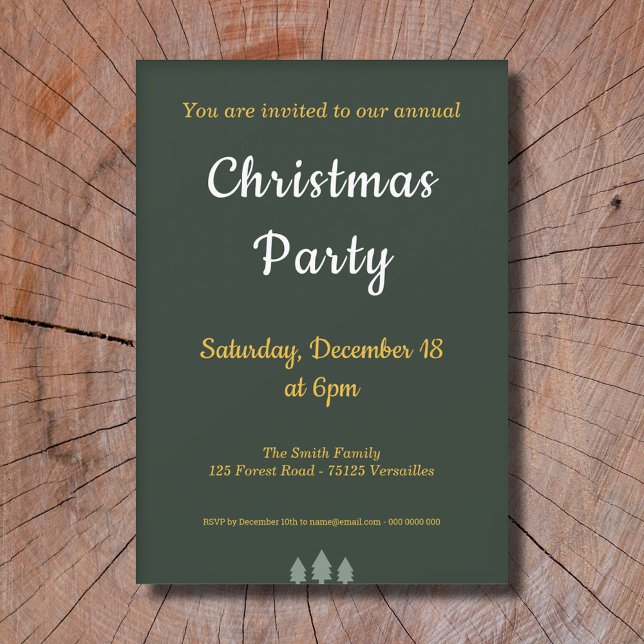 Gold & Forest Green Weihnachtszeit-Party Einladung (Gold & Forest Green Christmas Party Invitation)