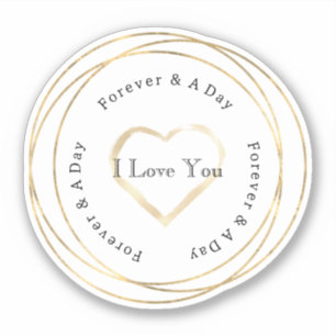 Gold Forever Love Heart Wedding Aufkleber