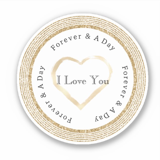 Gold Forever Love Heart Wedding Aufkleber (Vorderseite)
