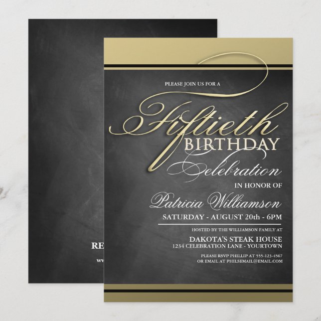 Gold Formal 50e anniversaire Invitations (Devant / Derrière)