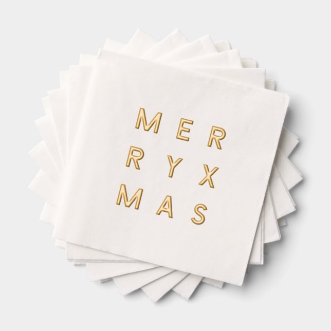 Gold Fory Xmas Cocktail Napkins Servietten Mit Folie (Insitu (Gestapelt))