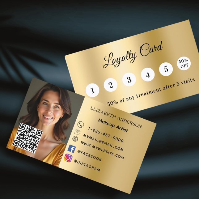 Gold Foto Business QR-Code-Treuekarte Treuekarte (Von Creator hochgeladen)
