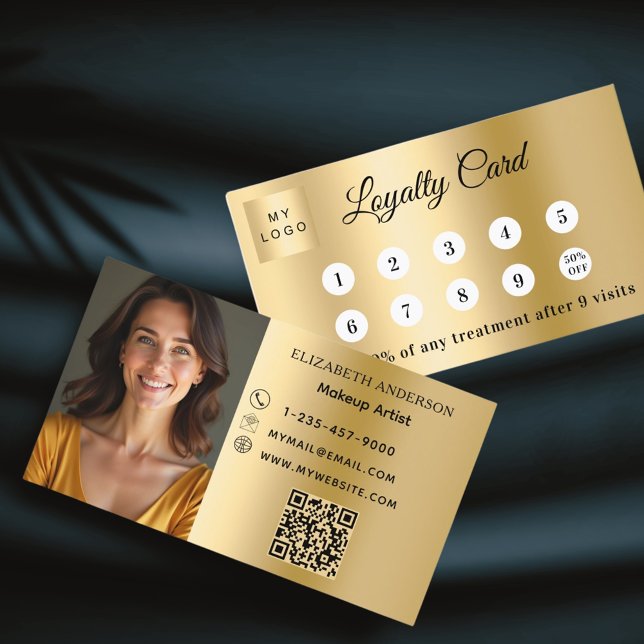 Gold-Foto-Firmenlogo QR-Loyalitätskarte Treuekarte (Von Creator hochgeladen)