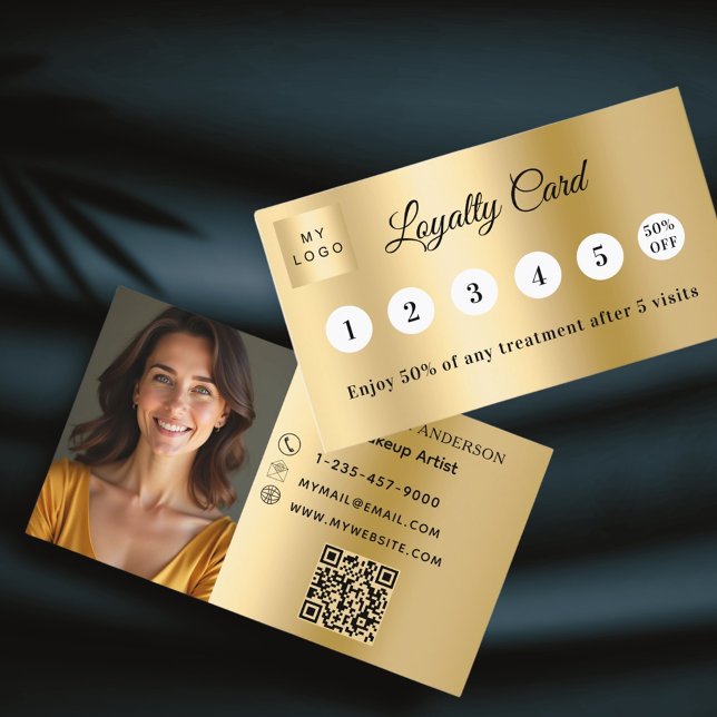 Gold-Foto-Firmenlogo QR-Loyalitätskarte Treuekarte (Von Creator hochgeladen)
